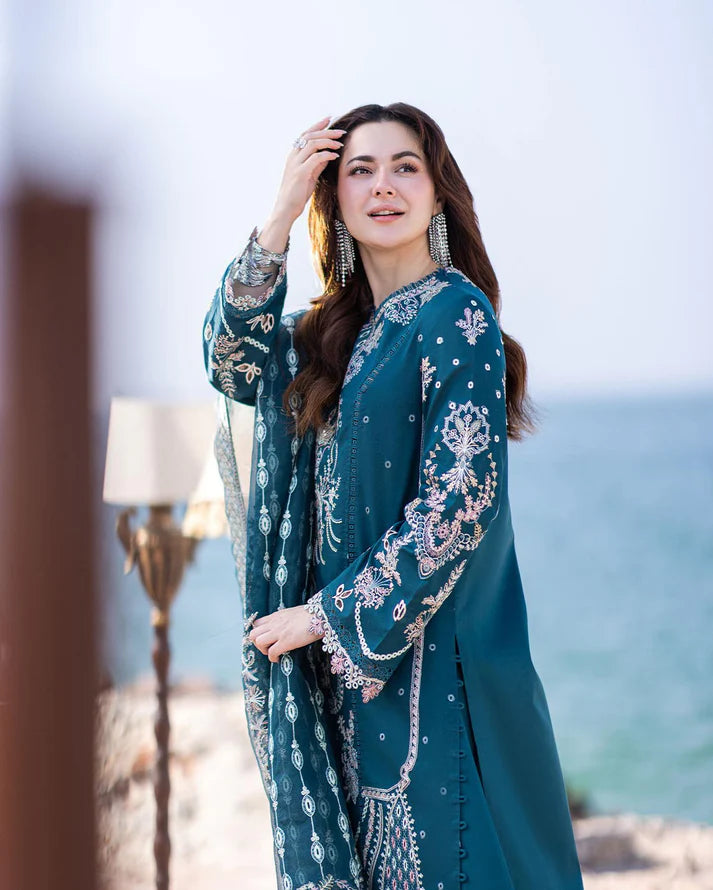 ATM26154 | Pakistani Designer Qalamkar Inspired Ready To Wear Luxury Lawn 3 Piece Suit