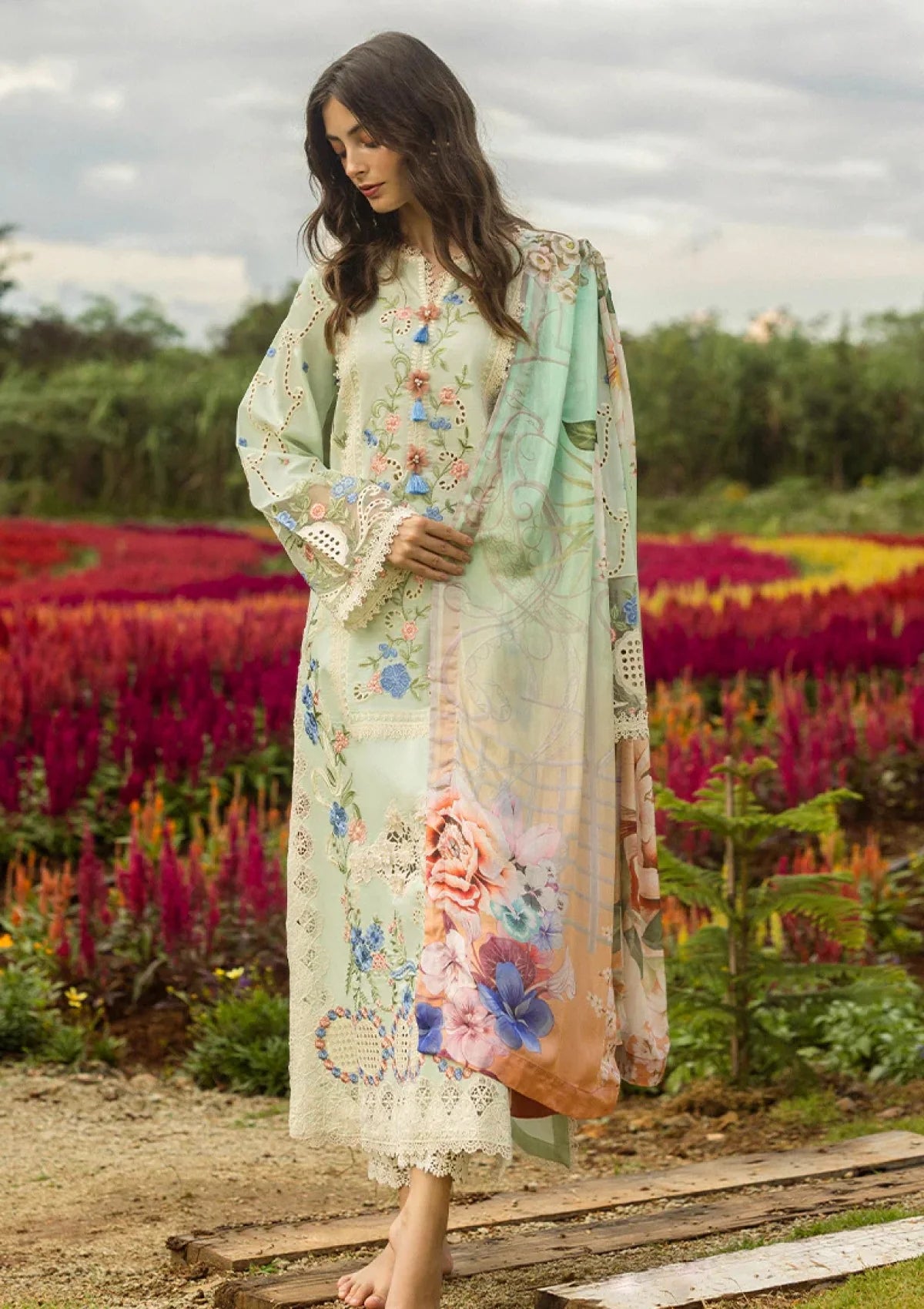 ATM26161 | Pakistani Designer Mushq Inspired Ready To Wear Luxury Lawn 3 Piece Suit