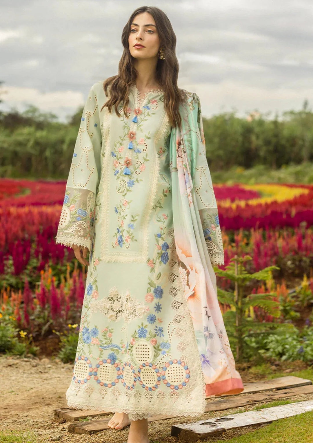 ATM26161 | Pakistani Designer Mushq Inspired Ready To Wear Luxury Lawn 3 Piece Suit