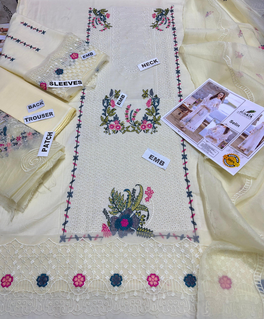 ATM26163 | Pakistani Designer Qalamkar Inspired Ready To Wear Luxury Lawn 3 Piece Suit