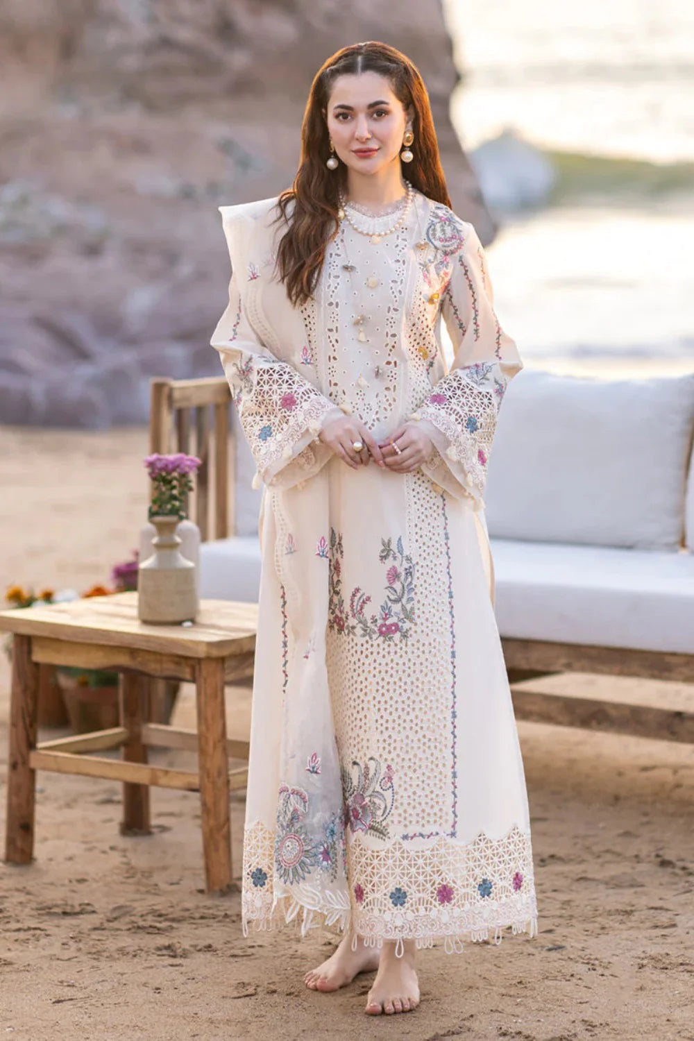 ATM26163 | Pakistani Designer Qalamkar Inspired Ready To Wear Luxury Lawn 3 Piece Suit