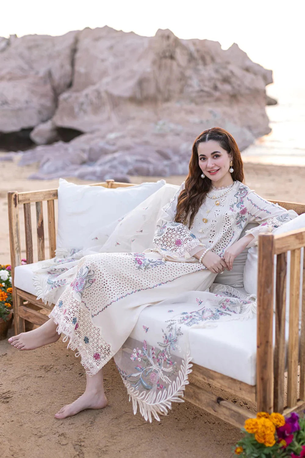 ATM26163 | Pakistani Designer Qalamkar Inspired Ready To Wear Luxury Lawn 3 Piece Suit
