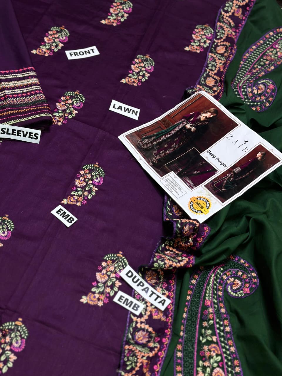 ATM26172 | Pakistani Designer  Inspired Ready To Wear Luxury Lawn 3 Piece Suit