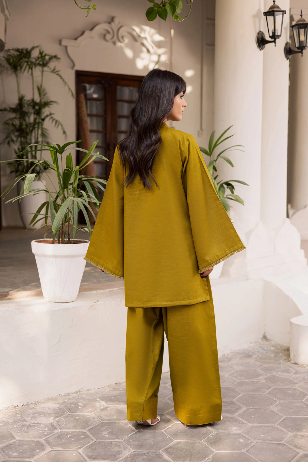 ATM26181 | Pakistani Designer Solid Green Stitched 2PC Khaddar Co-Ord Set