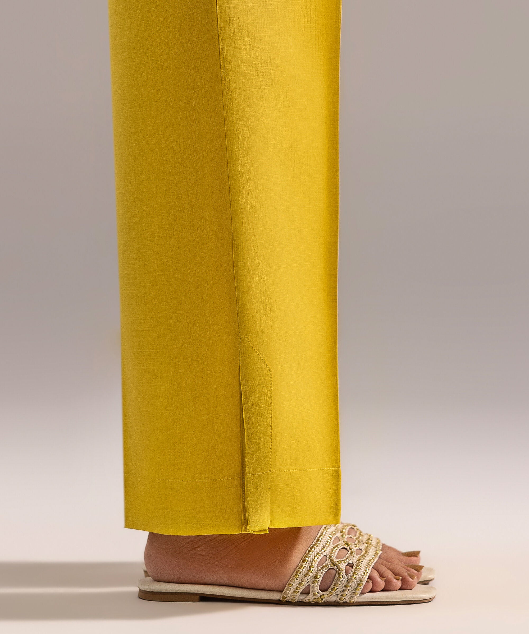 ATM26184 | Pakistani Designer Sapphire Solid Yellow Stitched 2PC Lawn Co-Ord Set
