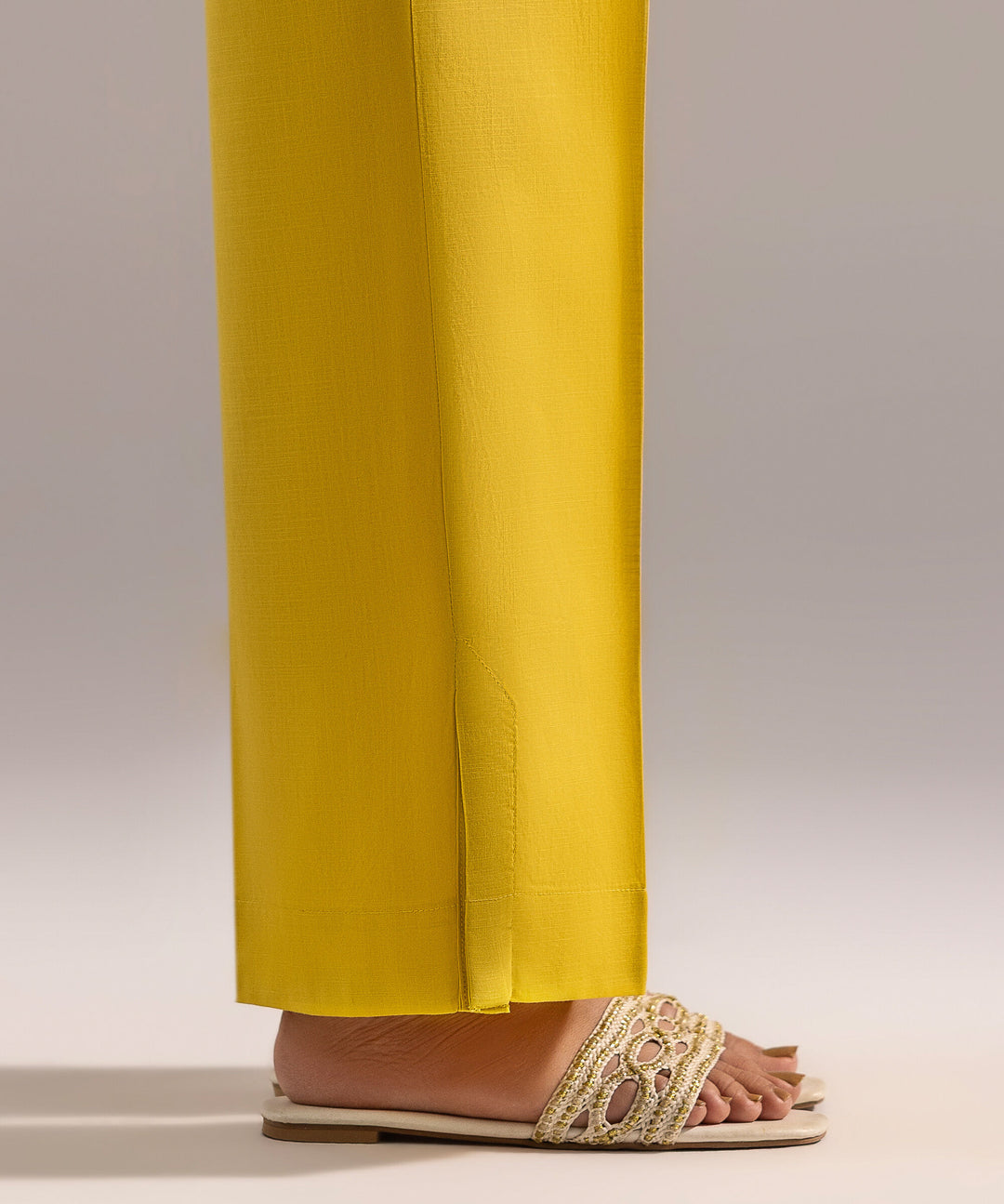 ATM26184 | Pakistani Designer Sapphire Solid Yellow Stitched 2PC Lawn Co-Ord Set