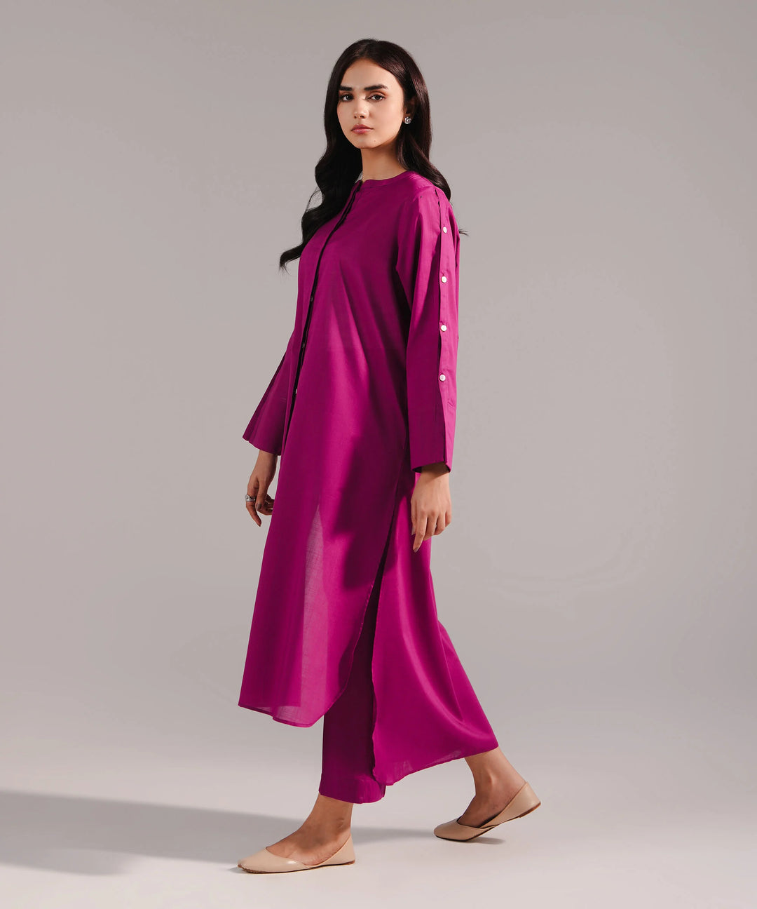 ATM26185 | Pakistani Designer Sapphire Solid Purple Stitched 2PC Lawn Co-Ord Set