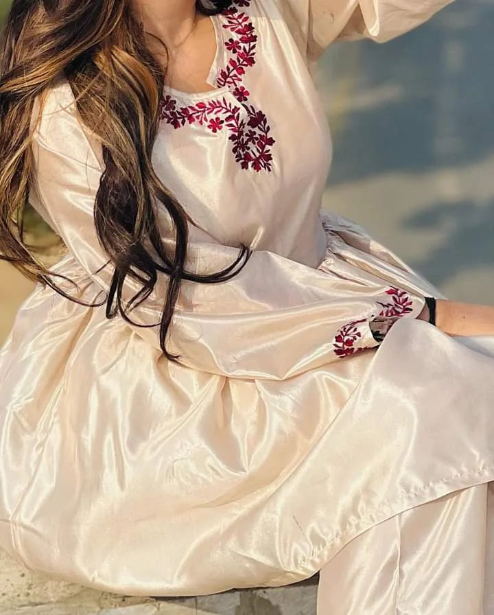 ATM26209 | Designer 2 Piece Embroidered Readymade Silk Suit