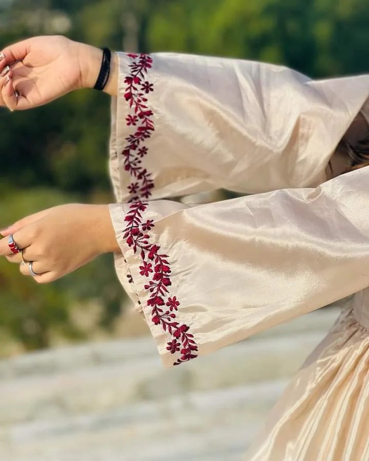 ATM26209 | Designer 2 Piece Embroidered Readymade Silk Suit