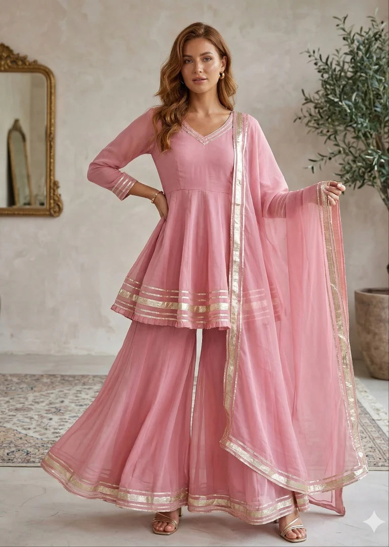 ATM26210 | Pakistani Designer's Chiffon Readymade 3 Piece Suit
