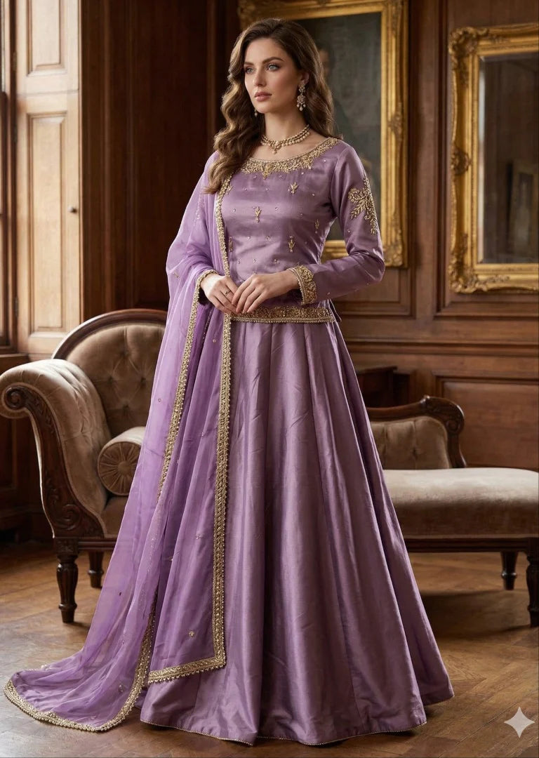 ATM26212 | Pakistani Designer's  Lavender Lehenga Choli