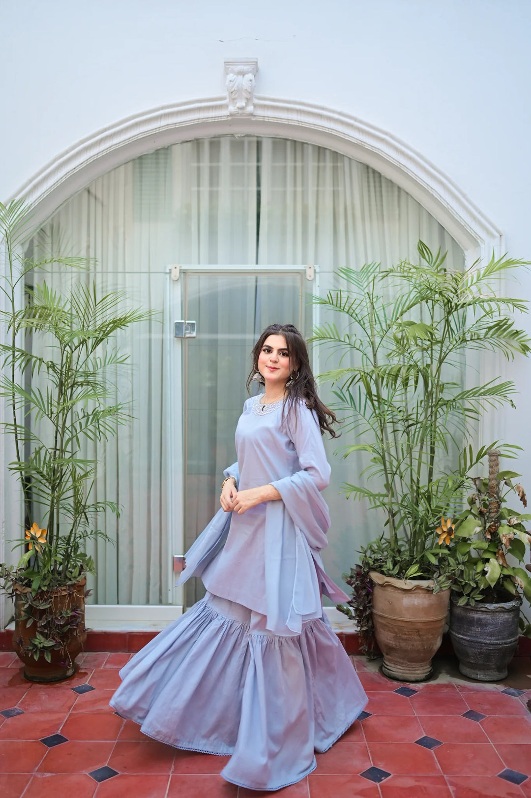 ATM26257 | Pakistani Designer's Mahrosh - Solid Gharara Set
