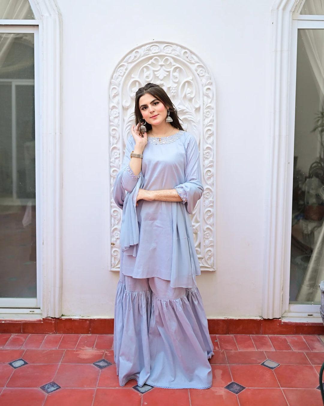 ATM26257 | Pakistani Designer's Mahrosh - Solid Gharara Set