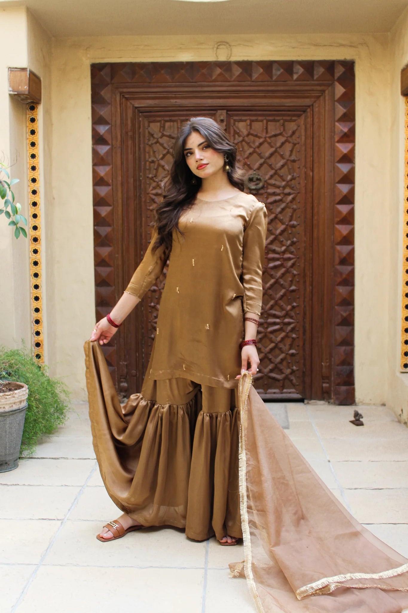 ATM26258 | Pakistani Designer's Sitara - Silk Gharara Set