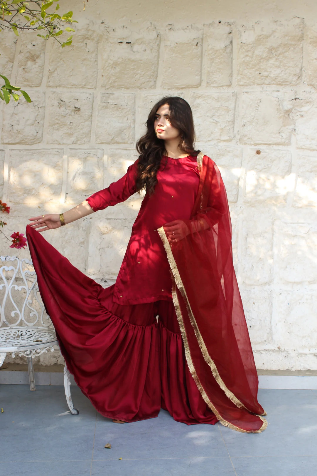 ATM26259 | Pakistani Designer's Hania - Silk Gharara Set