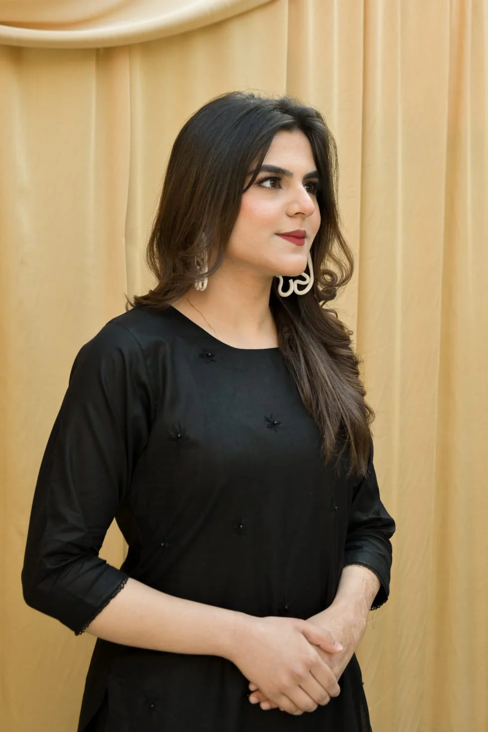 ATM26261 | Pakistani Designer's Midnight 2Pc, Embroidered Gharara Set