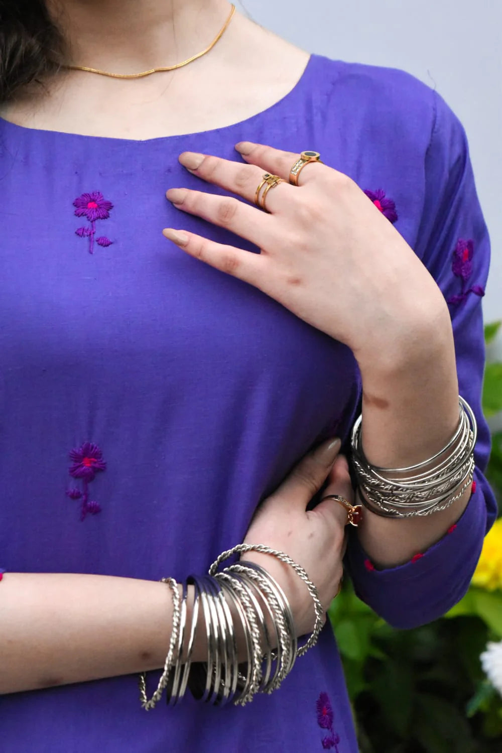 ATM26262 | Pakistani Designer's Violet 2Pc, Embroidered Gharara Set