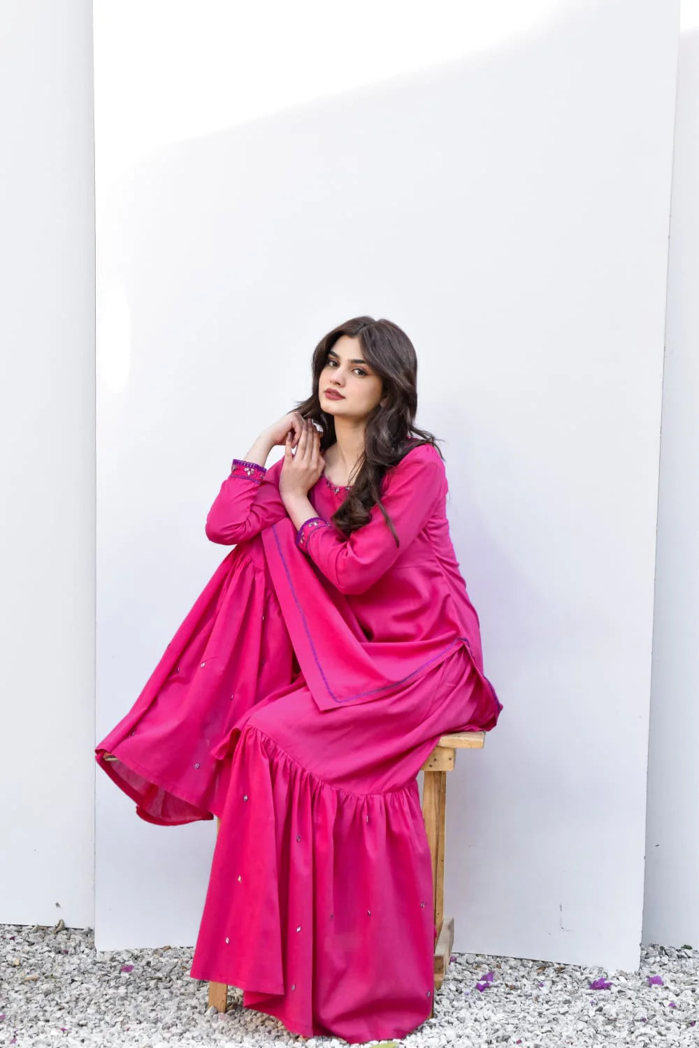 ATM26263 | Pakistani Designer's Dareena 2PC Embroidered Gharara Set