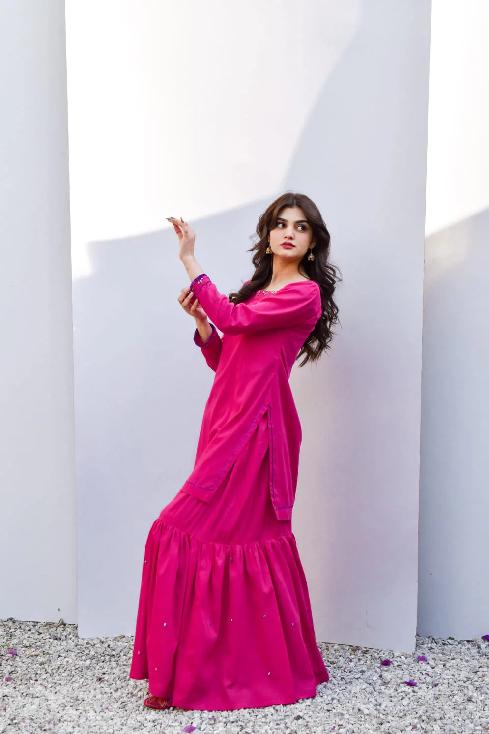 ATM26263 | Pakistani Designer's Dareena 2PC Embroidered Gharara Set