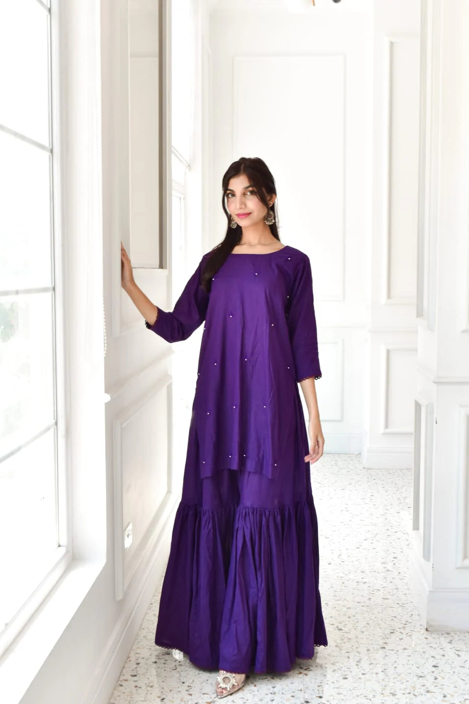 ATM26264 | Pakistani Designer's Ivy 2PC Embroidered Gharara Set