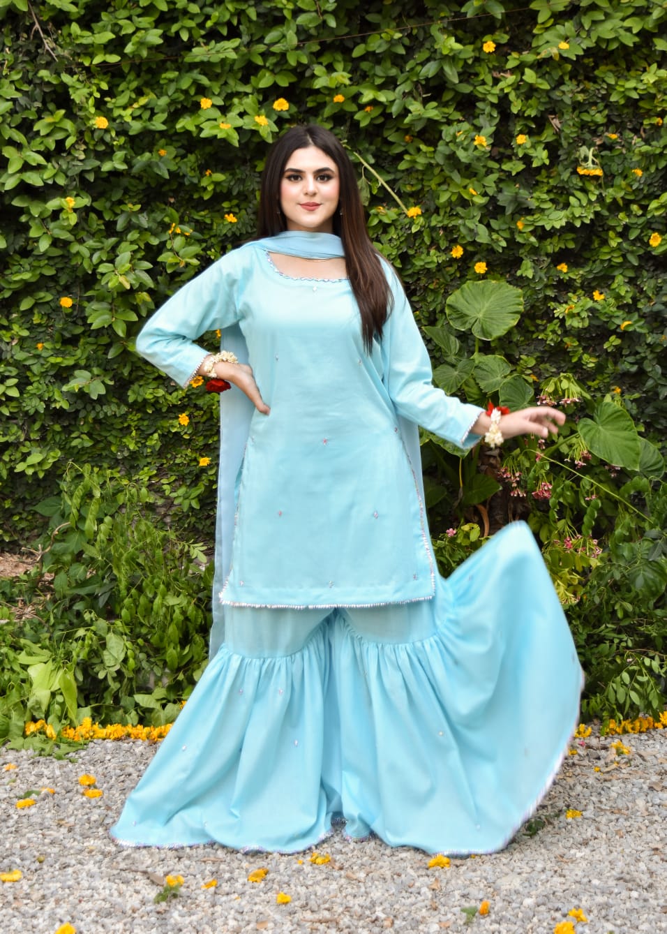 ATM26266 | Pakistani Designer's Barfi Embroidered Gharara Set