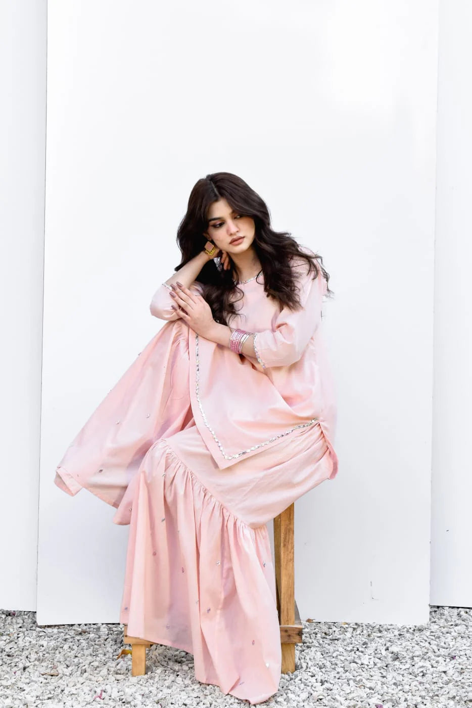 ATM26267 | Pakistani Designer's Mirha Embroidered Gharara Set