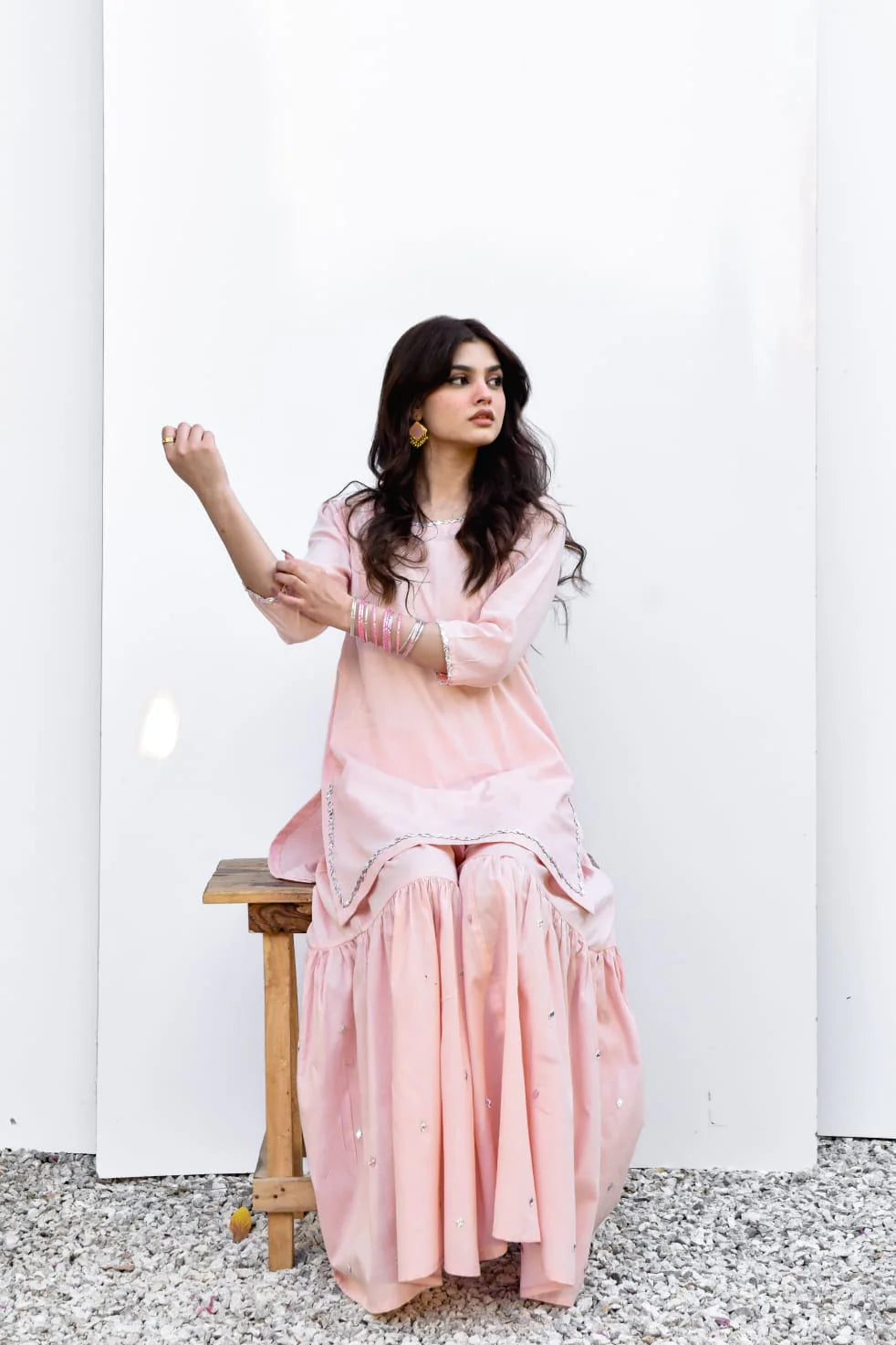ATM26267 | Pakistani Designer's Mirha Embroidered Gharara Set