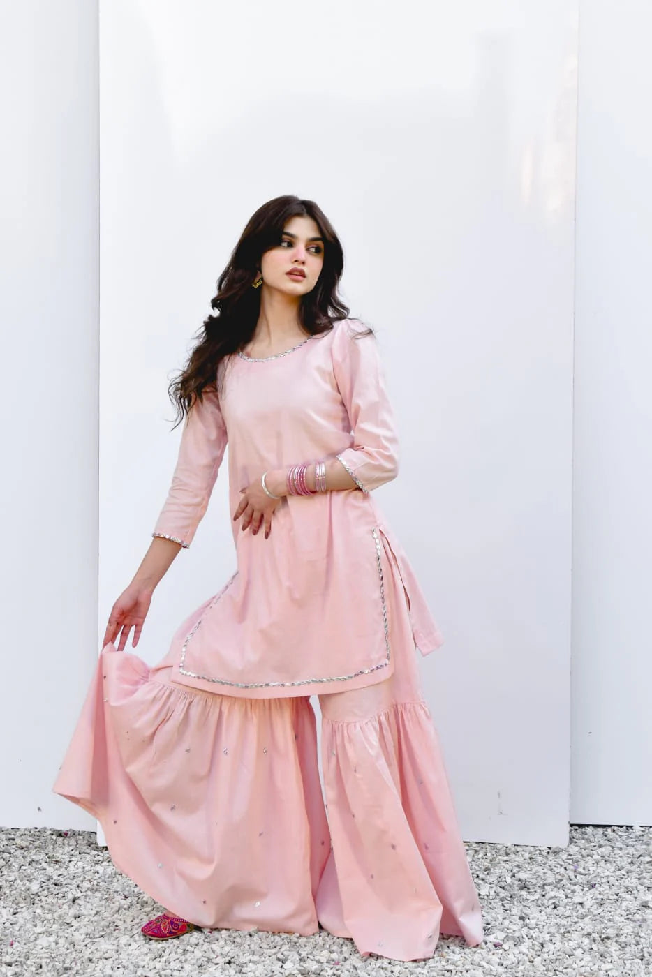 ATM26267 | Pakistani Designer's Mirha Embroidered Gharara Set