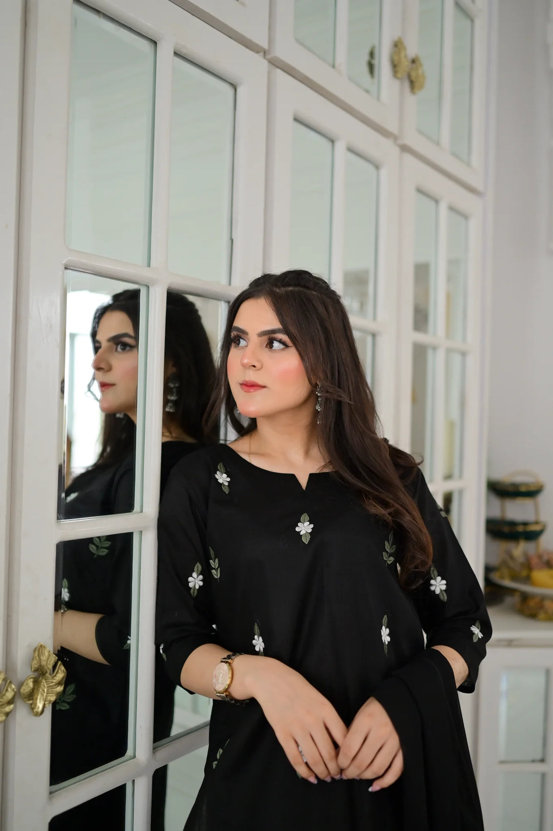 ATM26269 | Pakistani Designer's Anmol Embroidered Farshi Shalwar Suit