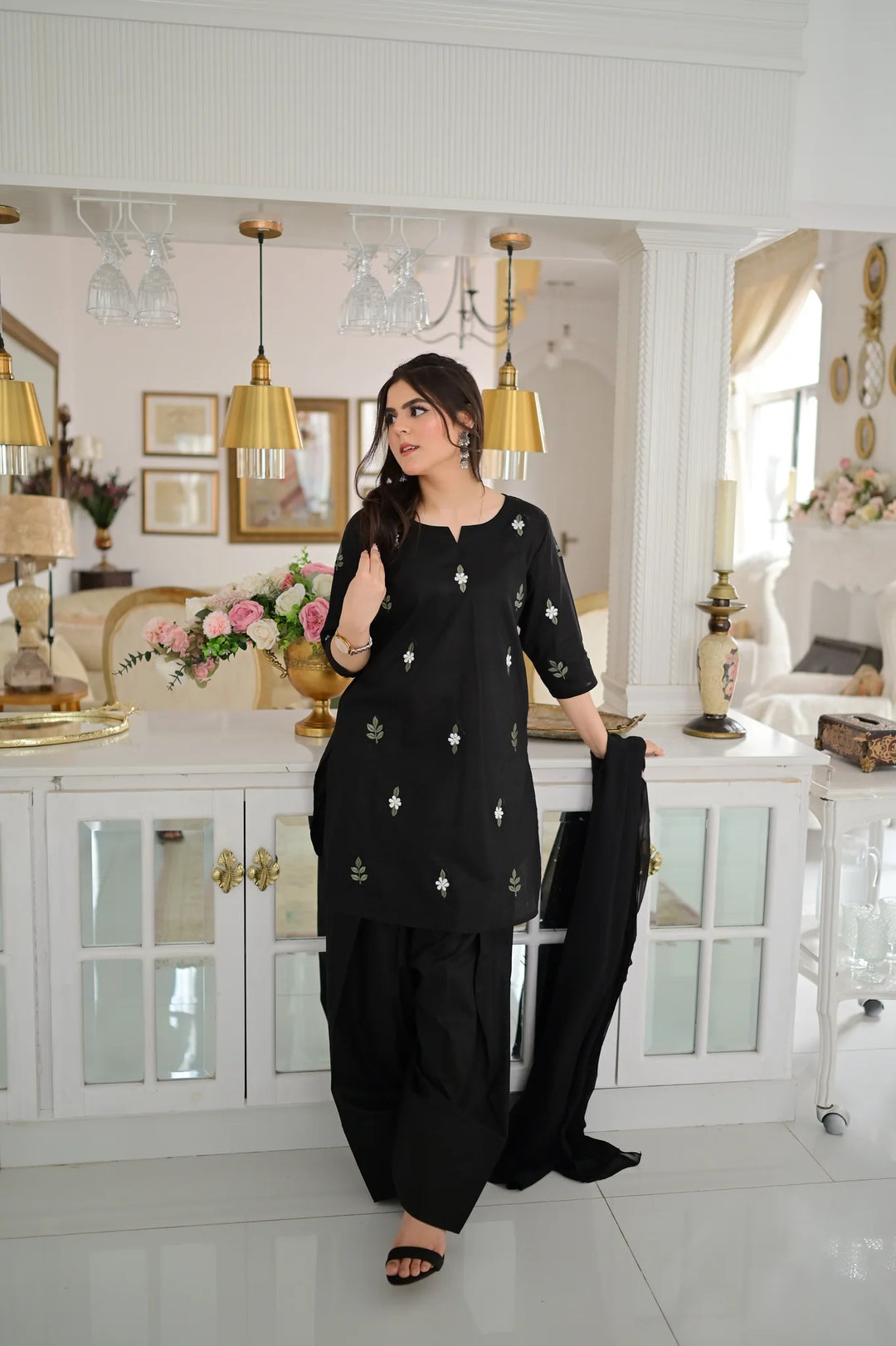 ATM26269 | Pakistani Designer's Anmol Embroidered Farshi Shalwar Suit