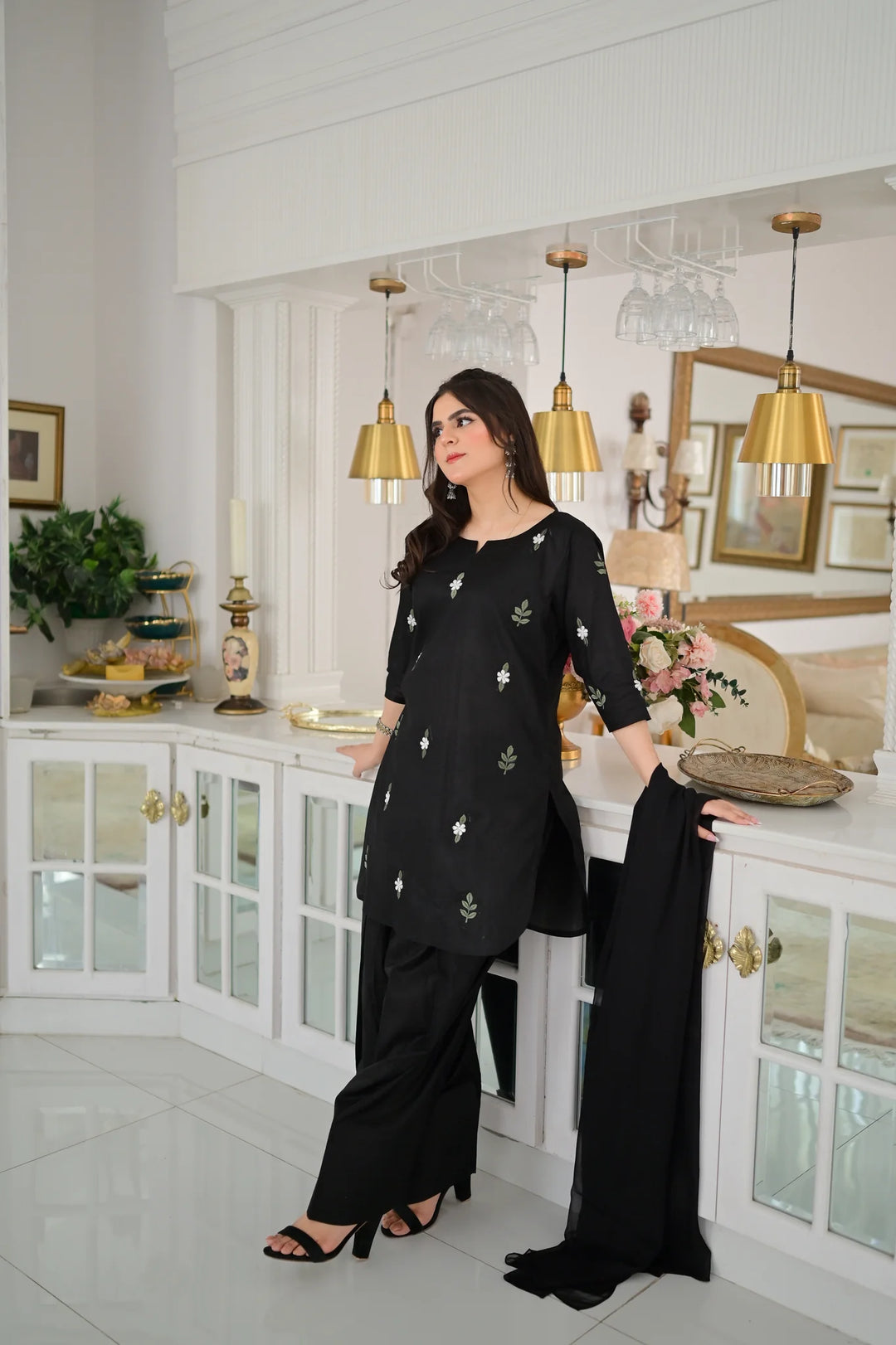 ATM26269 | Pakistani Designer's Anmol Embroidered Farshi Shalwar Suit