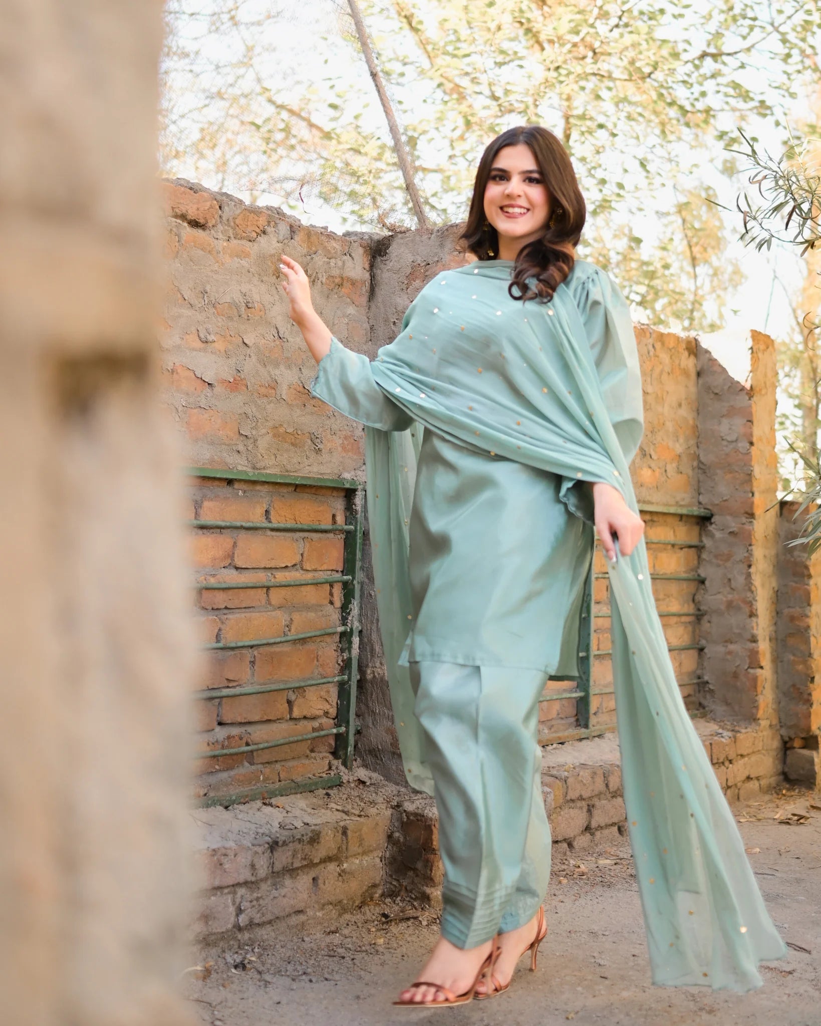 ATM26276 | Pakistani Designer's Drizzle Farshi Shalwar Suit