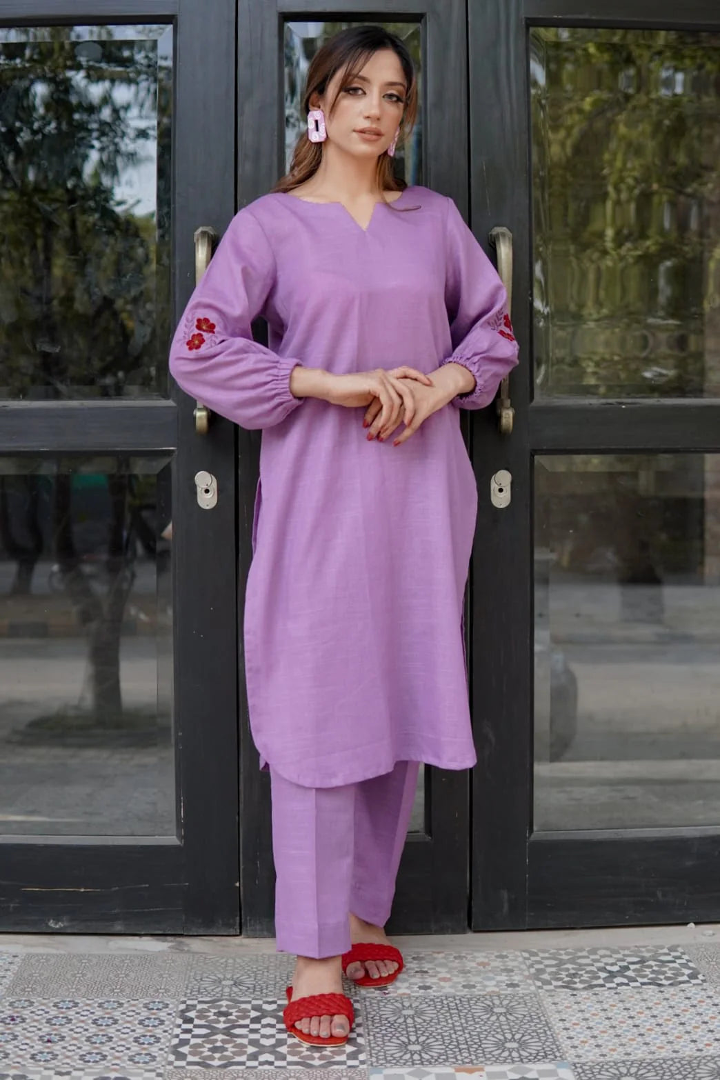 ATM26285 | Pakistani Designer's Lilay 2PC Embroidered Readymade Suit