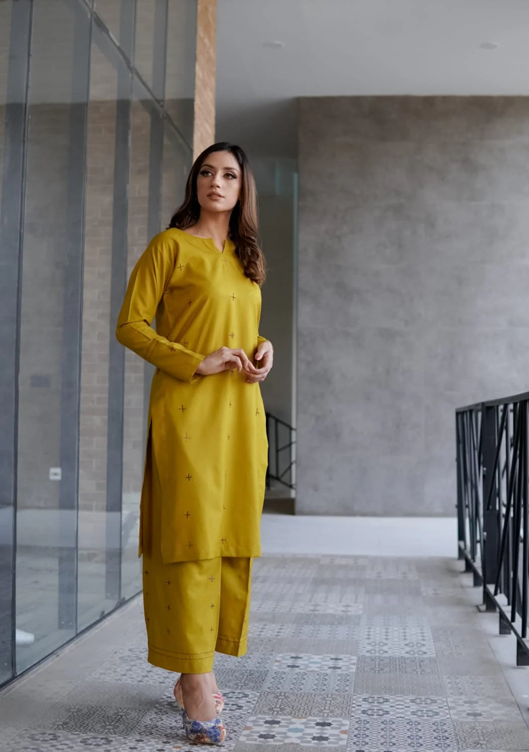 ATM26293 | Pakistani Designer's Marina Wool 2PC Embroidered Readymade Suit