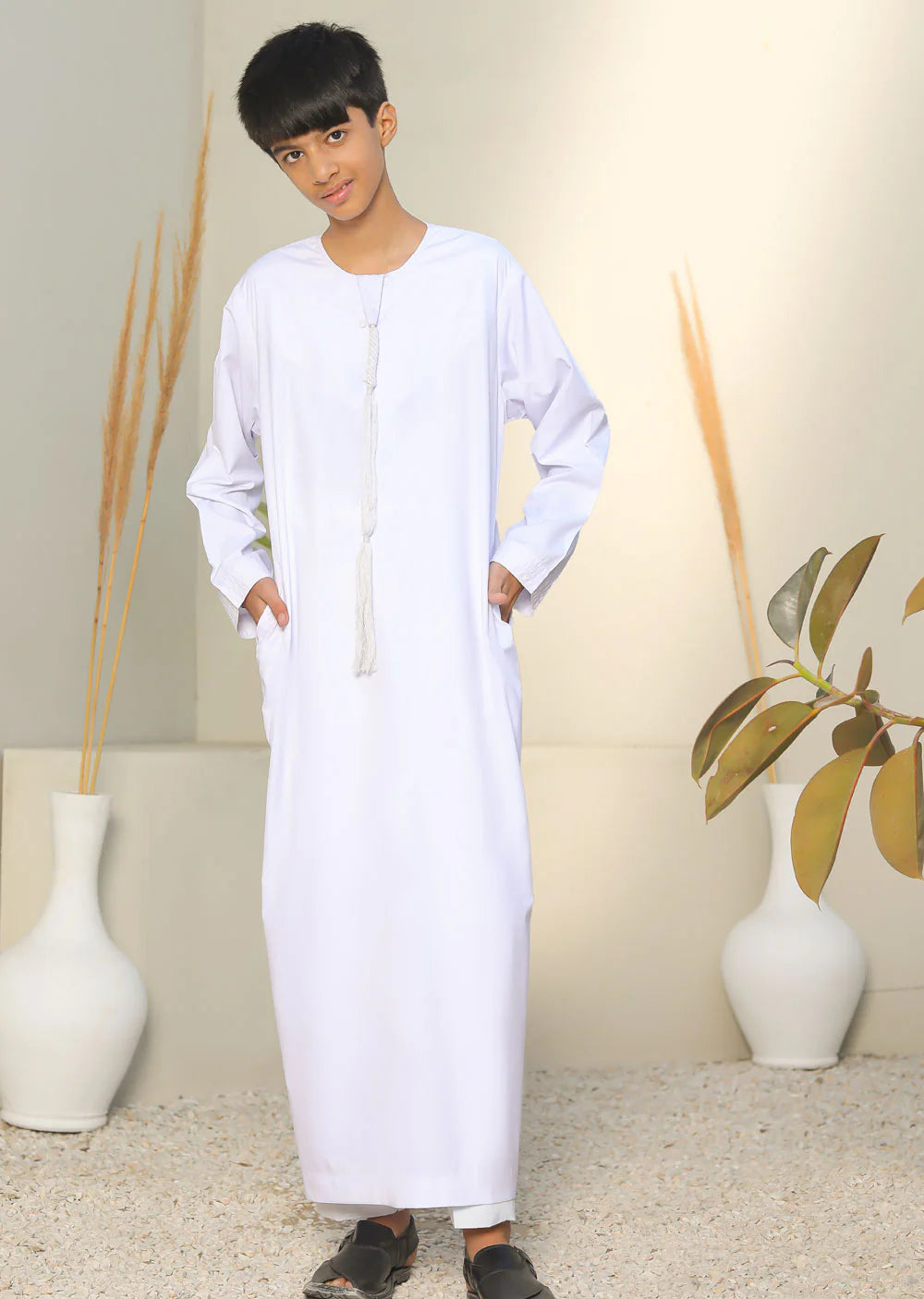 ATM26296 | Mens/Boys Omani Style White Thobe