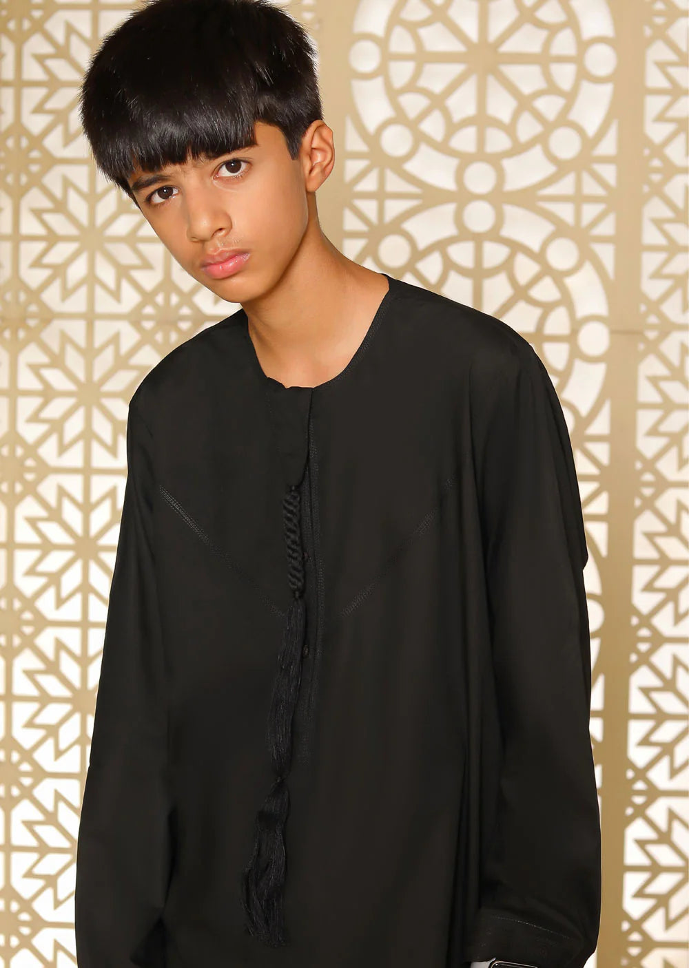 ATM26297 | Mens/Boys Omani Style Black Thobe