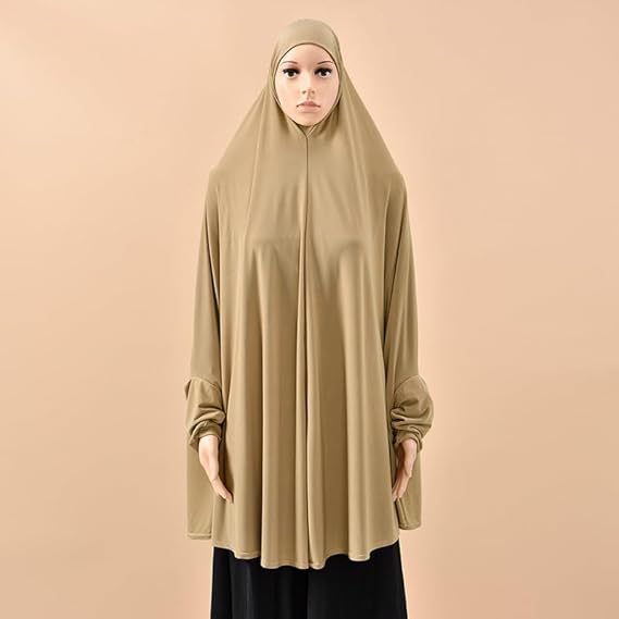 ATM26299 | Instant Muslim Abayas with Sleeve Hijab for Women Long Shawl Full Cover Khimar Prayer Headscarf