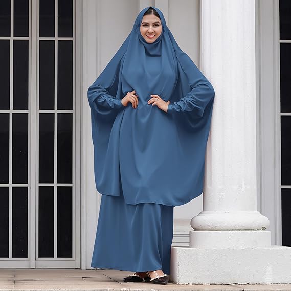 ATM26300 | Abayas for Women Muslim Chiffon Prayer Burqa Dress Burkas for Women Muslim Hijab Dress Full Length Islamic Veil Abaya Set