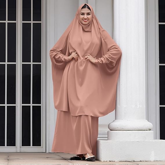 ATM26300 | Abayas for Women Muslim Chiffon Prayer Burqa Dress Burkas for Women Muslim Hijab Dress Full Length Islamic Veil Abaya Set