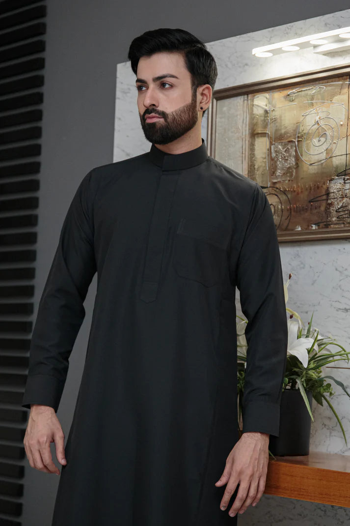 ATM26306 | Plain Black Saudi Thobes