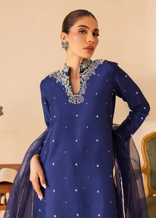ATM26312 | Pakistani Designer's  Midnight Blue Silk Readymade Partywear Suit