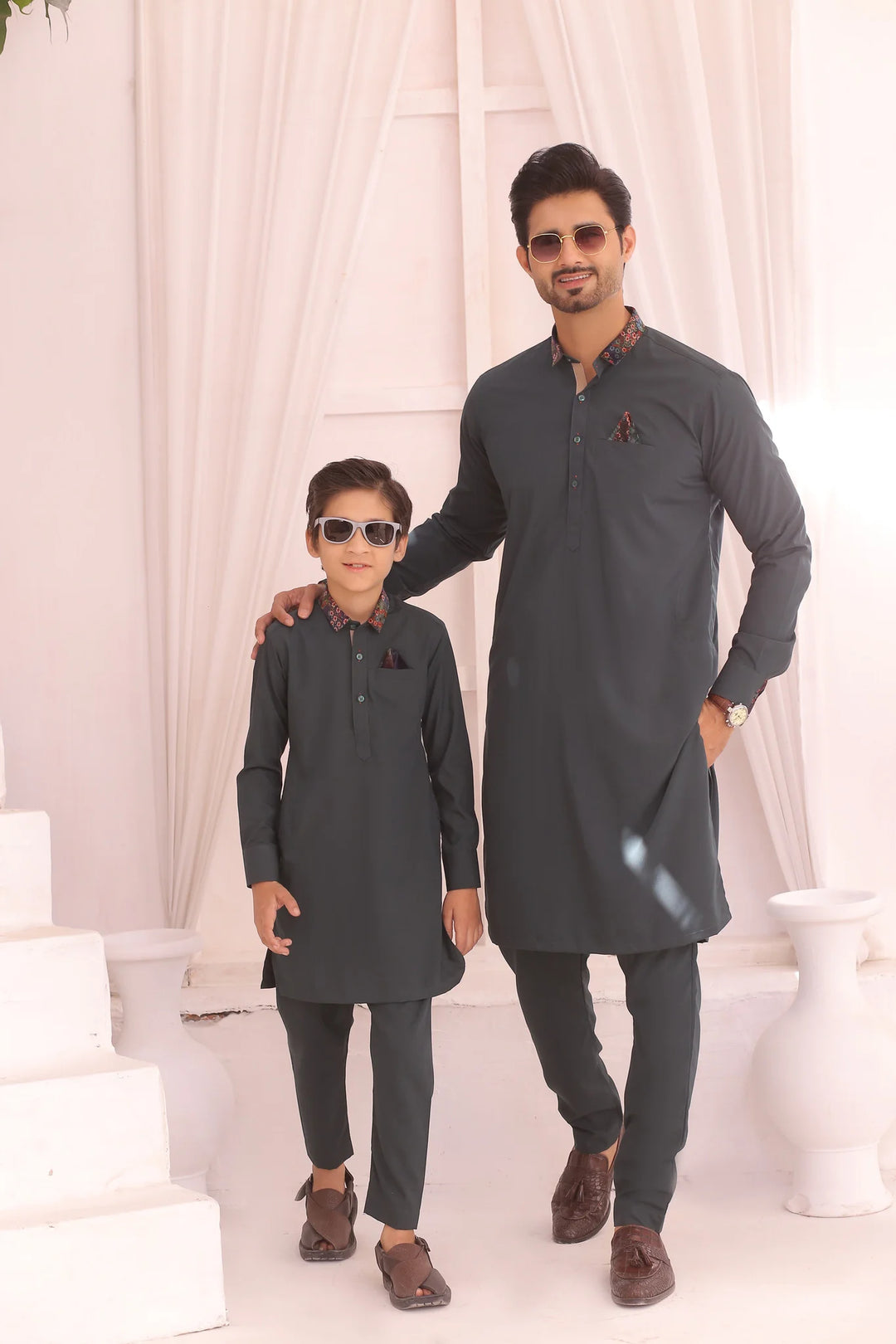 ATM5335 | Black Cotton Like Father Like Son Readymade Suit