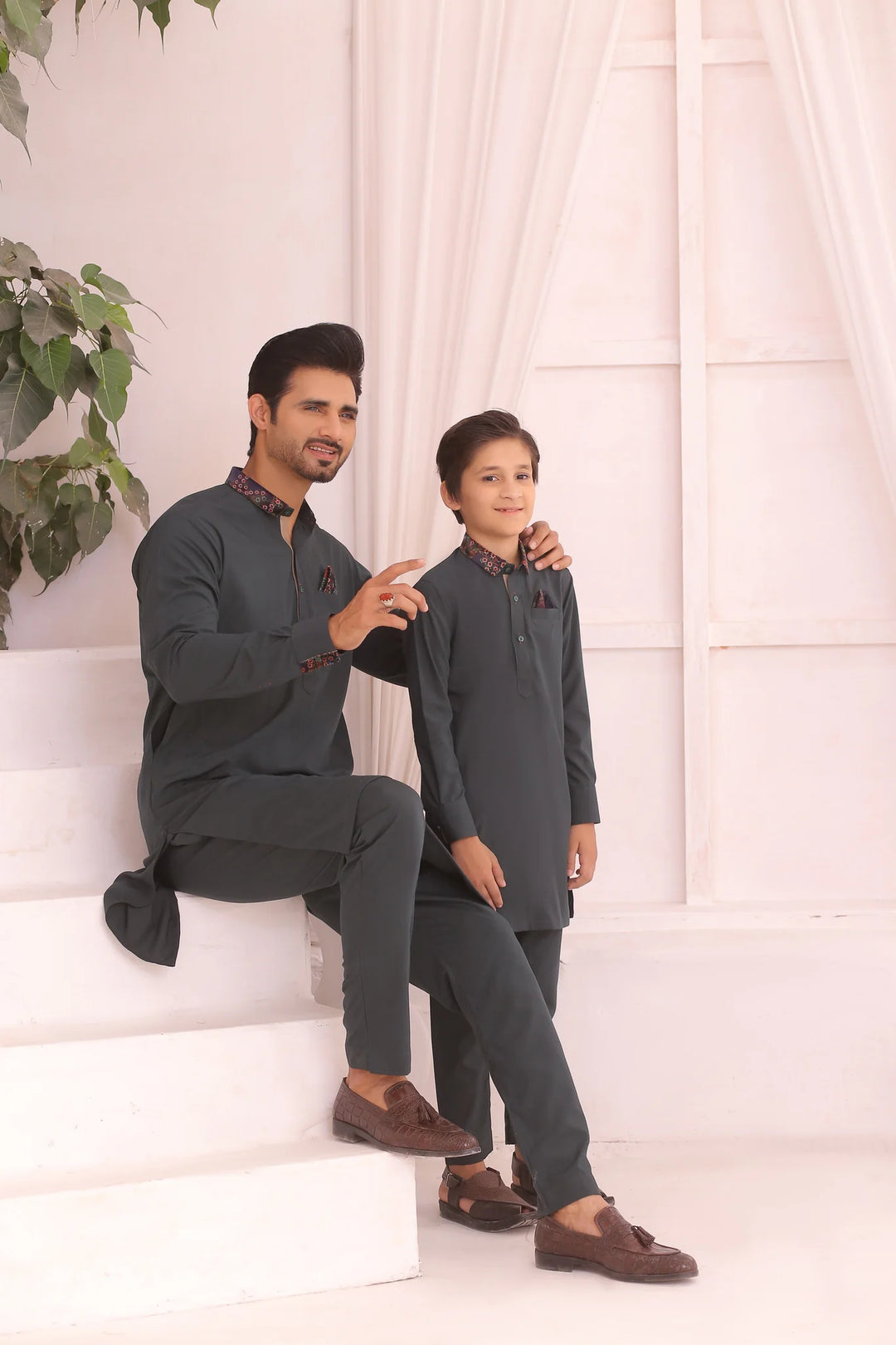 ATM5335 | Black Cotton Like Father Like Son Readymade Suit