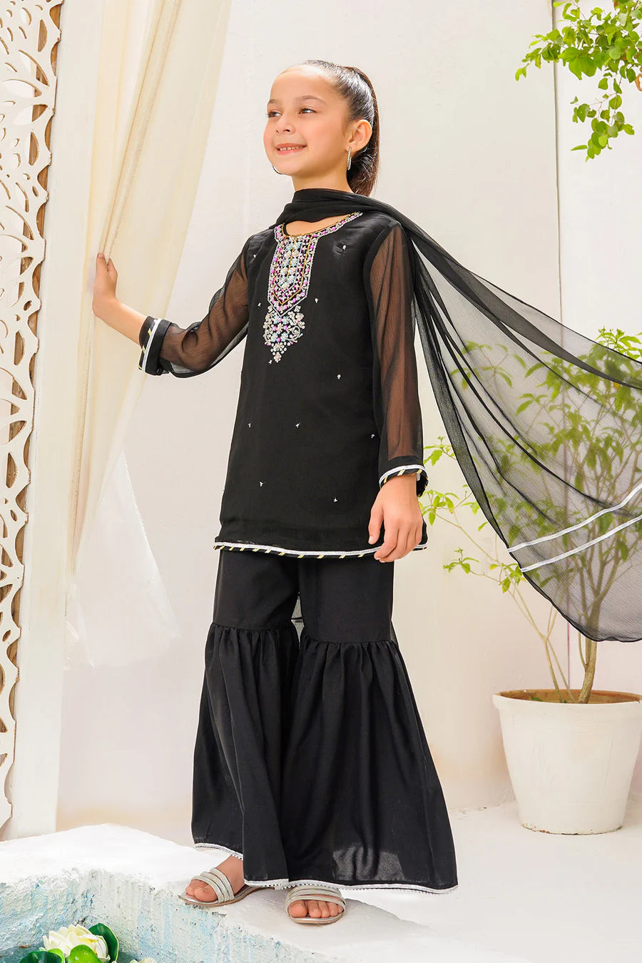 Chiffon Hand Adda Work 3 Pc Suit