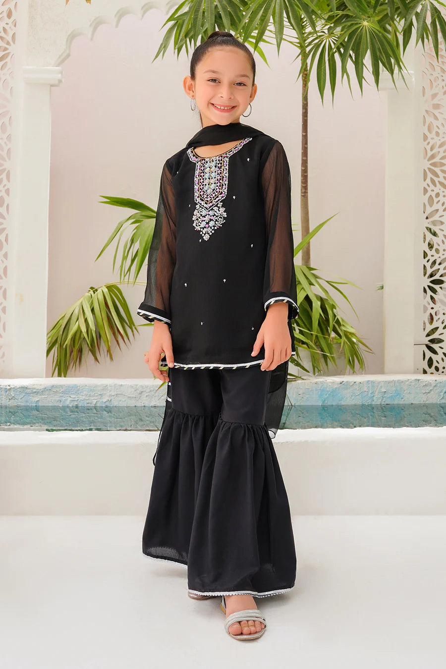 Chiffon Hand Adda Work 3 Pc Suit