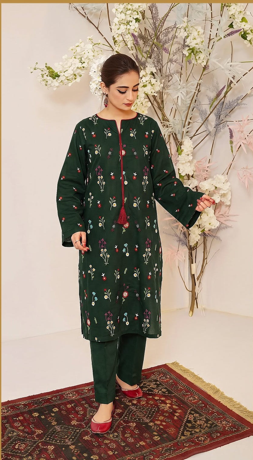 Dhanak 2-Piece Suit Floral Embroidered Unstitched — Winter Collection 2026