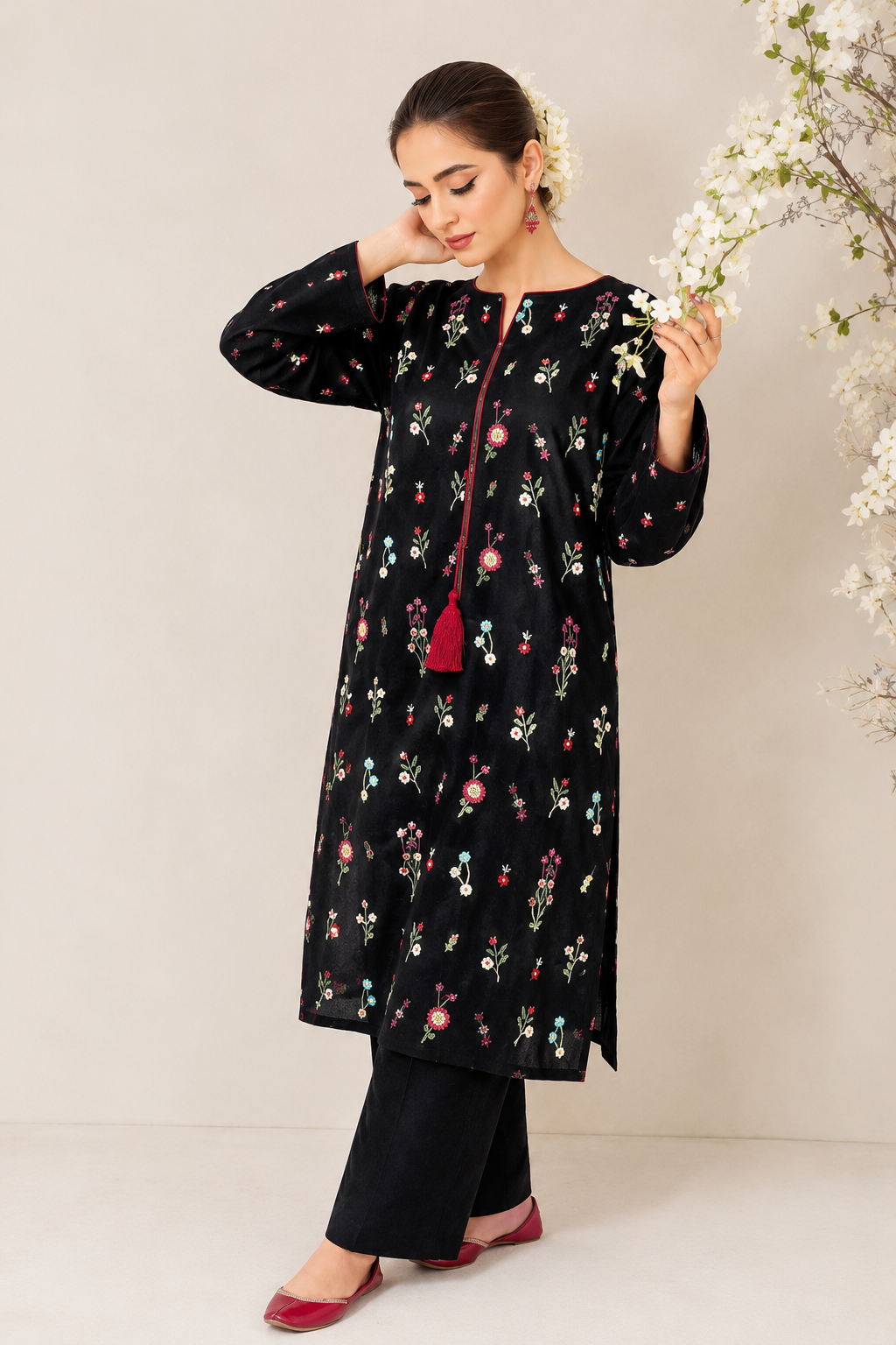 Dhanak 2-Piece Suit Floral Embroidered Unstitched — Winter Collection 2026