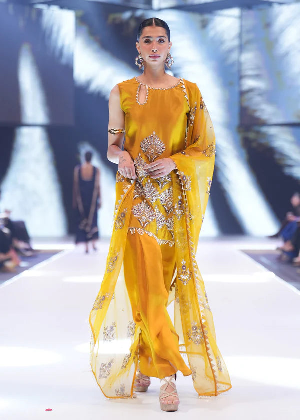 ATM26322 | Pakistani Designer's Silk  Hand Made Embroidered  Readymade 3 Piece Partywear Suit