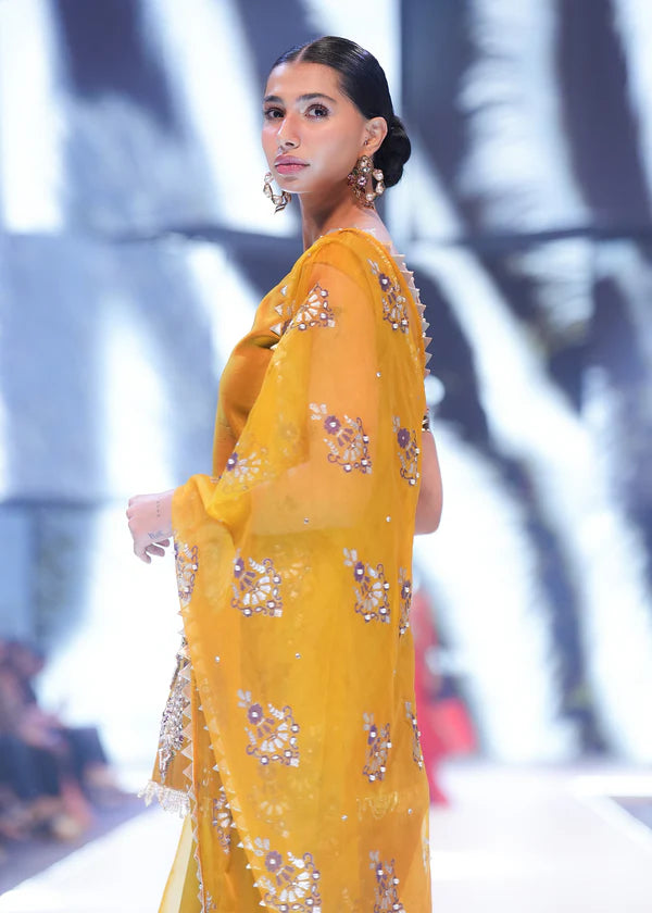 ATM26322 | Pakistani Designer's Silk  Hand Made Embroidered  Readymade 3 Piece Partywear Suit