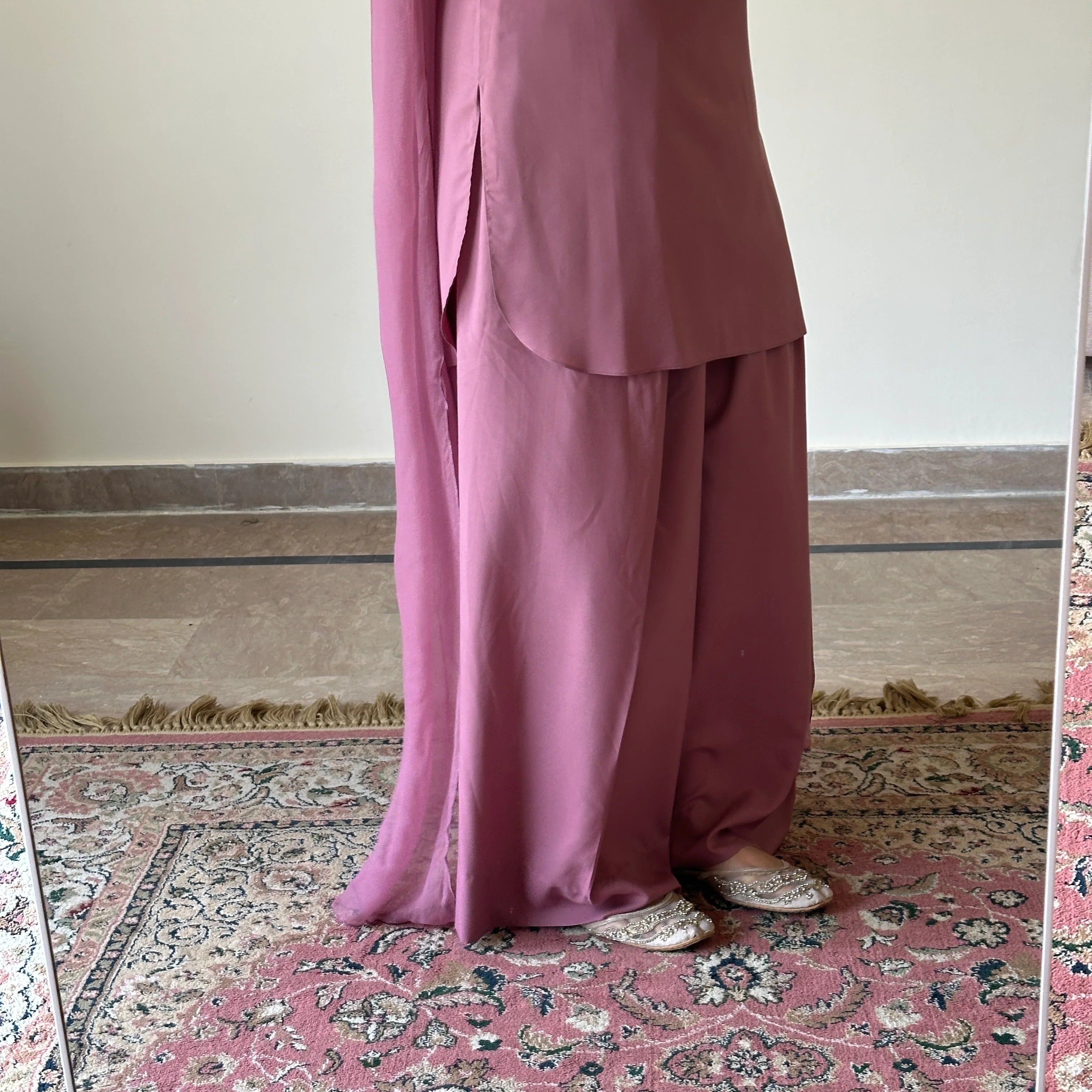 Dusty Rose Wash & Wear 3 Piece Readymade Suit with Farshi Shalwar - view 3